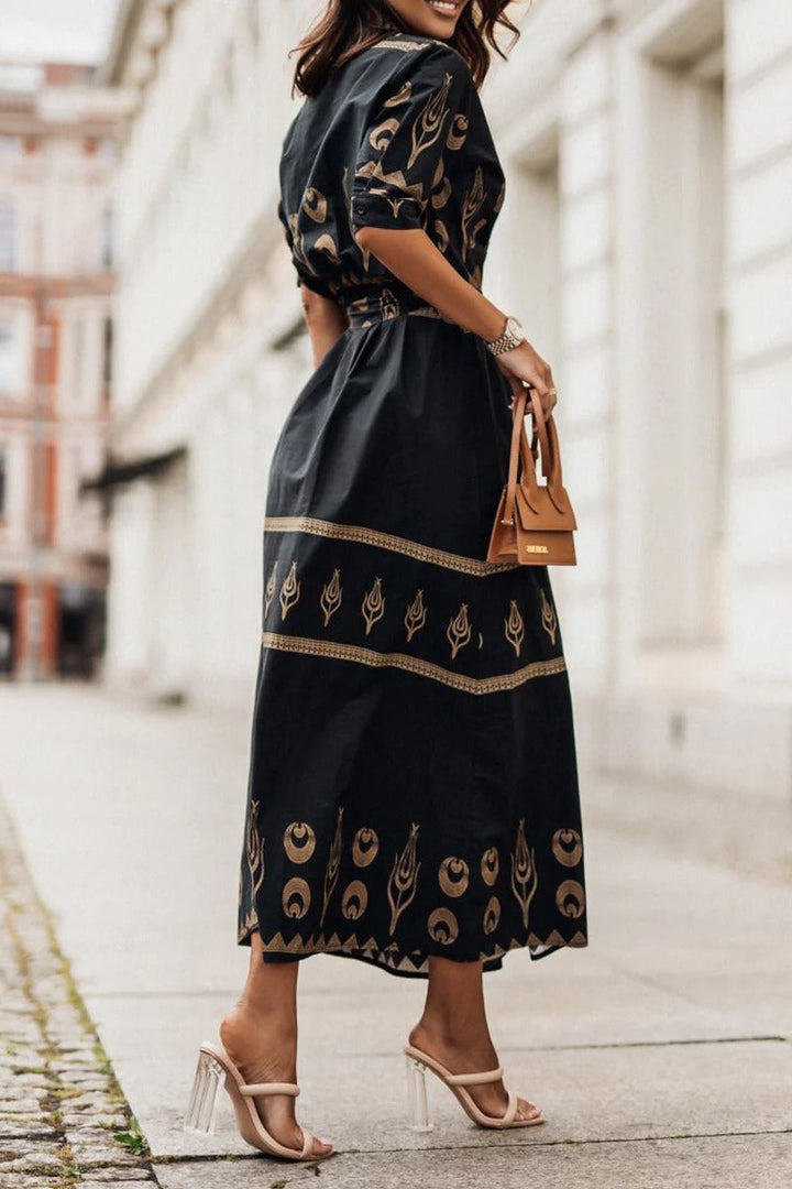 Kassandra | Robe Midi Bohème Ethnique à Manches Longues
