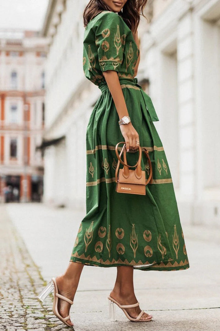 Kassandra | Robe Midi Bohème Ethnique à Manches Longues