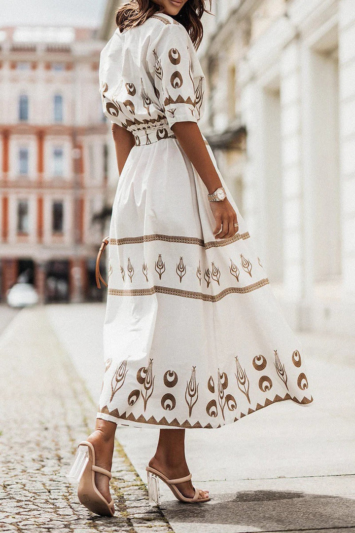 Kassandra | Robe Midi Bohème Ethnique à Manches Longues