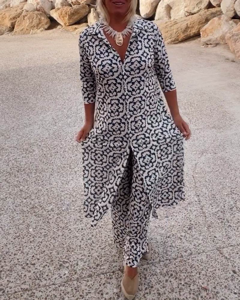 Katja | Ensemble Tunique Imprimée et Pantalon Large pour Femmes