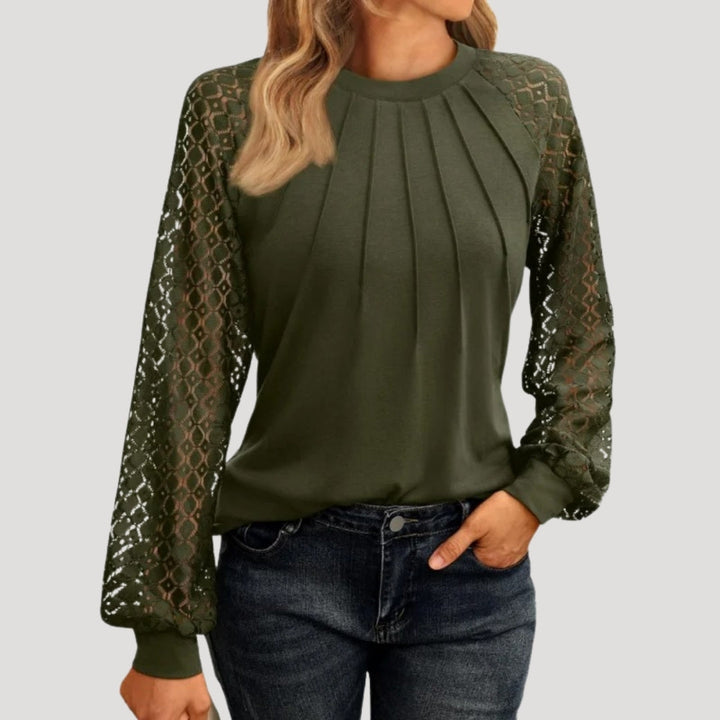 Kersti | Blouse en dentelle fine avec col rond