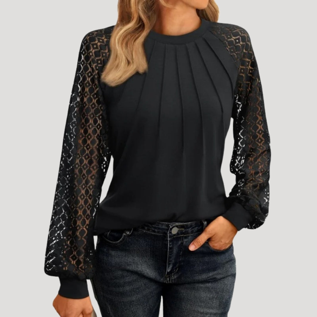 Kersti | Blouse en dentelle fine avec col rond
