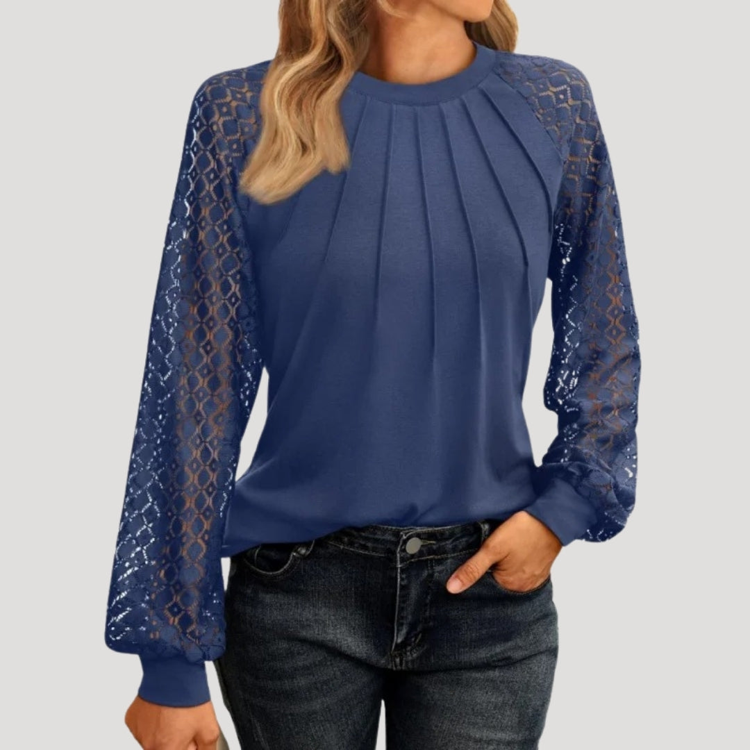 Kersti | Blouse en dentelle fine avec col rond