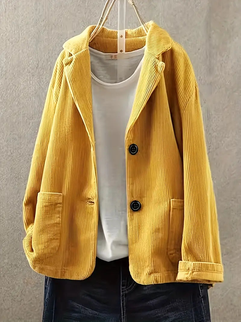 Kerstin | Blazer en velours côtelé décontracté pour femmes avec fermeture à boutons