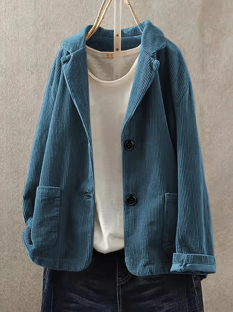 Kerstin | Blazer en velours côtelé décontracté pour femmes avec fermeture à boutons