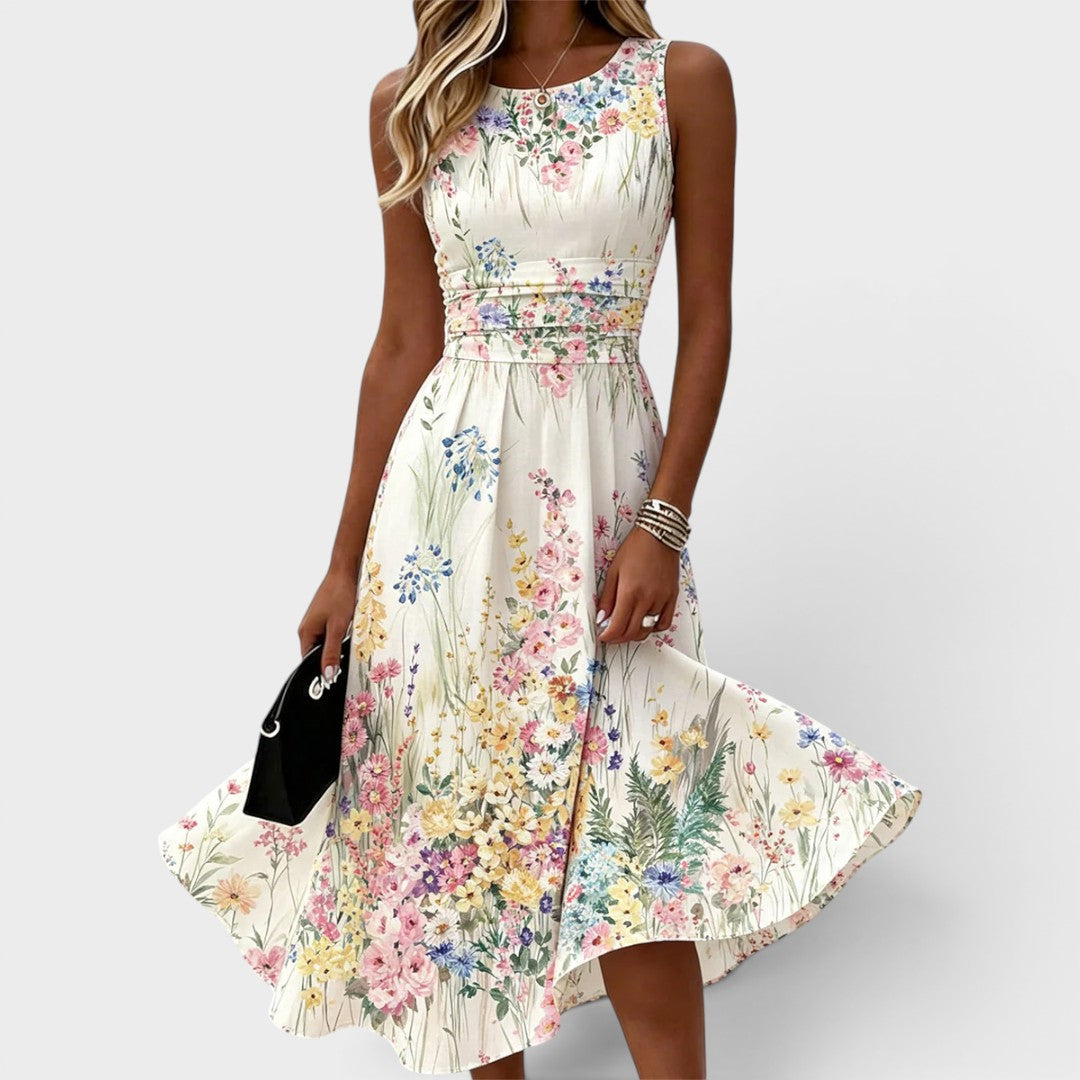 Kimberly | Robe Midi à Col Rond Florale