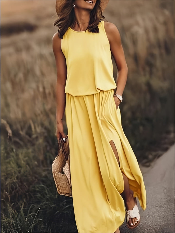 Klara | Robe maxi sans manches à encolure ronde pour femmes