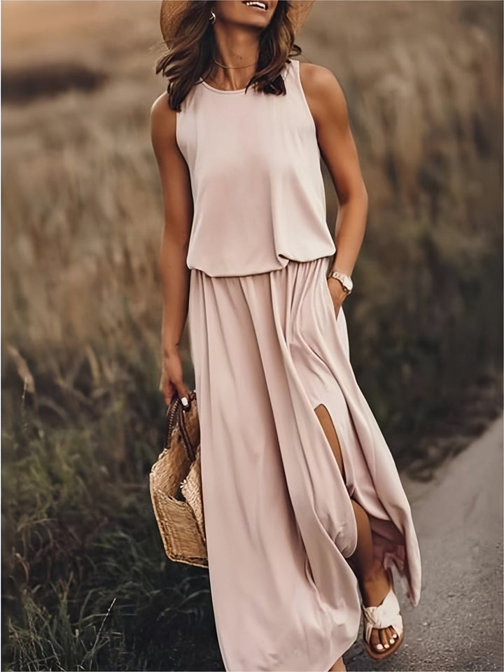 Klara | Robe maxi sans manches à encolure ronde pour femmes