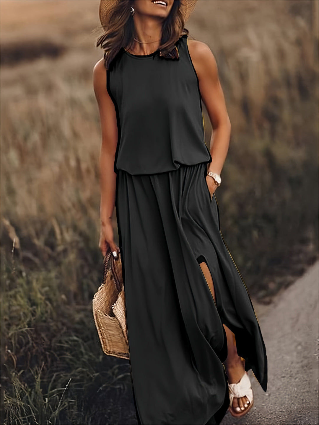 Klara | Robe maxi sans manches à encolure ronde pour femmes