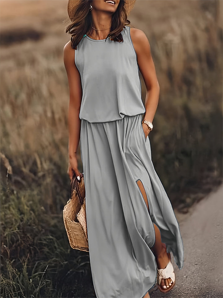 Klara | Robe maxi sans manches à encolure ronde pour femmes