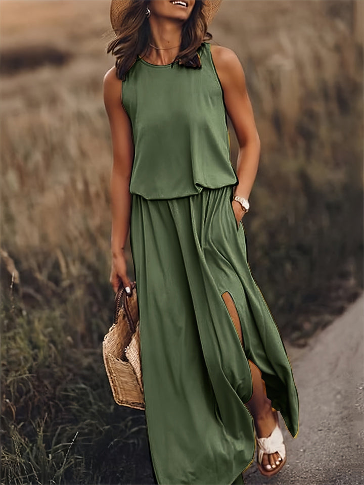 Klara | Robe maxi sans manches à encolure ronde pour femmes