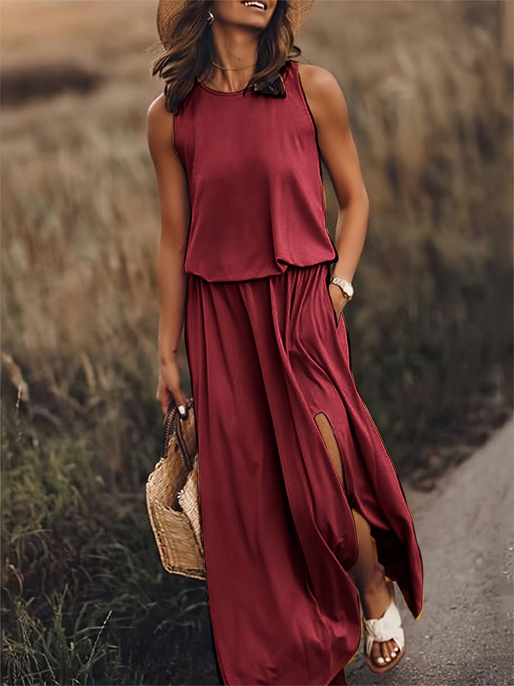 Klara | Robe maxi sans manches à encolure ronde pour femmes