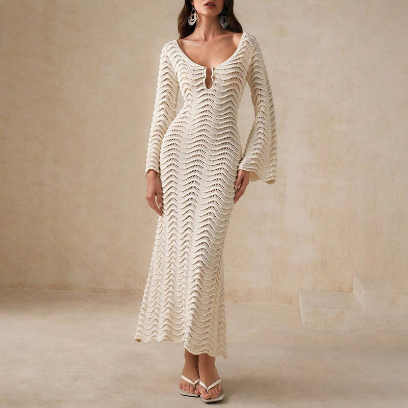 Kira | Robe tricotée pour femmes élégante avec des manches évasées