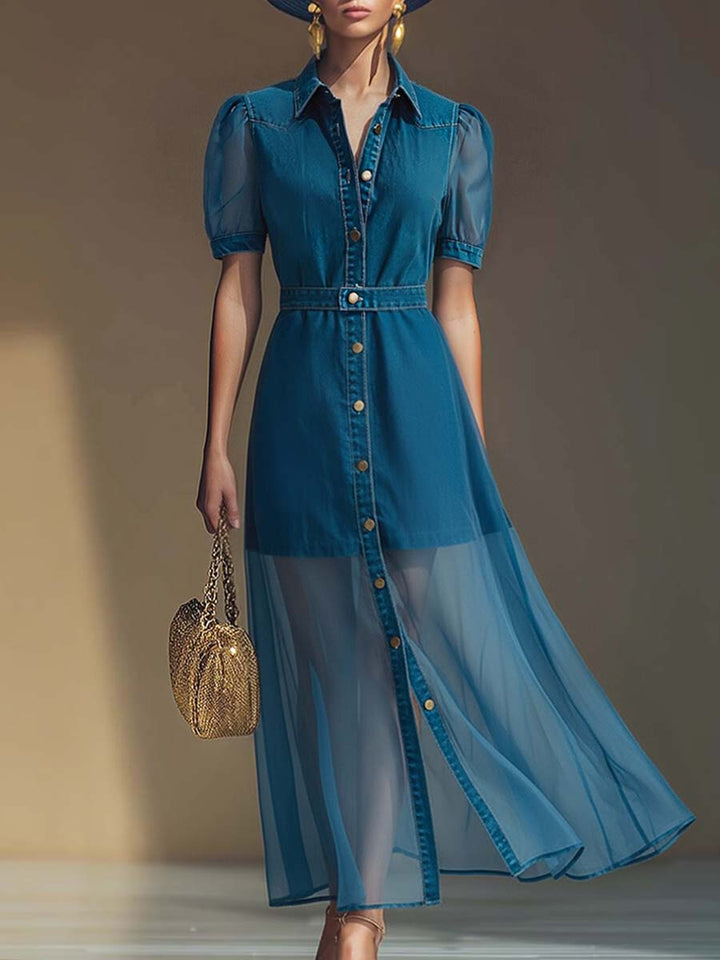 Klementine | Robe maxi en jean à boutons pour femmes