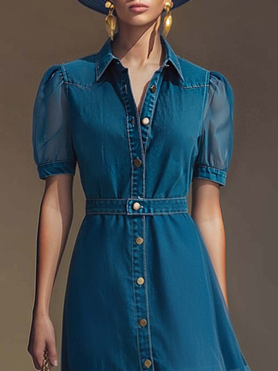 Klementine | Robe maxi en jean à boutons pour femmes