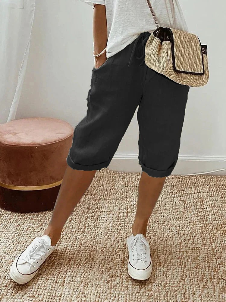 Shorts avec taille élastique et poches latérales pour femmes | Idéal pour l'été et un usage quotidien