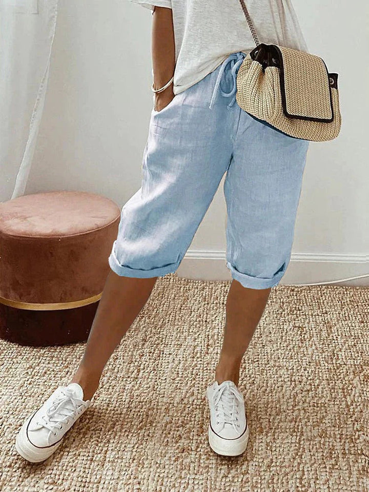 Shorts avec taille élastique et poches latérales pour femmes | Idéal pour l'été et un usage quotidien