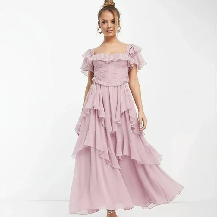Fiona | Robe Midi à Volants Deux Pièces pour Femmes - Ensemble Corset à Volants 2026
