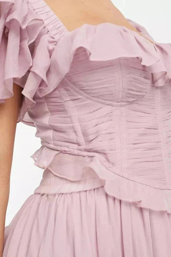 Fiona | Robe Midi à Volants Deux Pièces pour Femmes - Ensemble Corset à Volants 2026