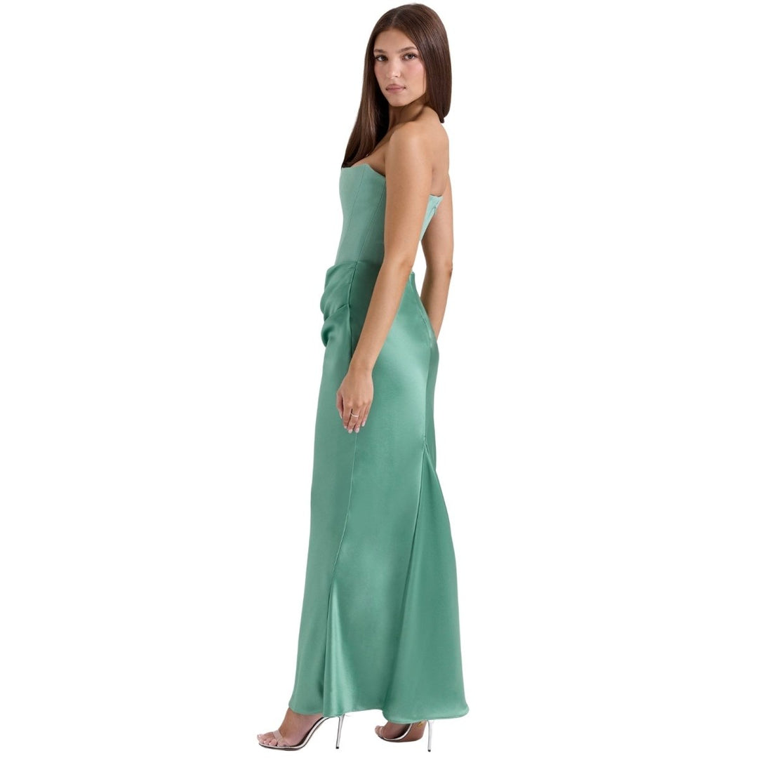 Sabrina | Robe Maxi Corset Sans Bretelles en Satin – Corset Satin Maxi 2026