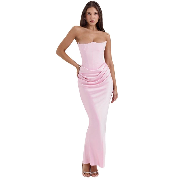 Sabrina | Robe Maxi Corset Sans Bretelles en Satin – Corset Satin Maxi 2026