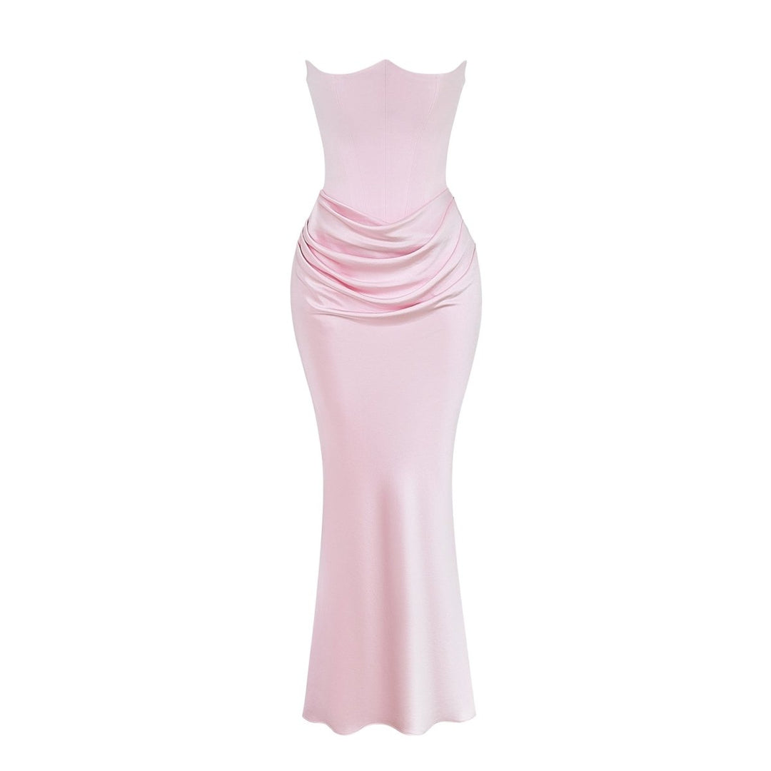 Sabrina | Robe Maxi Corset Sans Bretelles en Satin – Corset Satin Maxi 2026