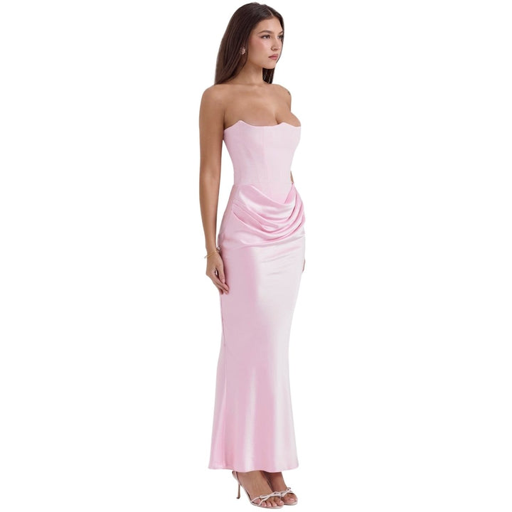 Sabrina | Robe Maxi Corset Sans Bretelles en Satin – Corset Satin Maxi 2026