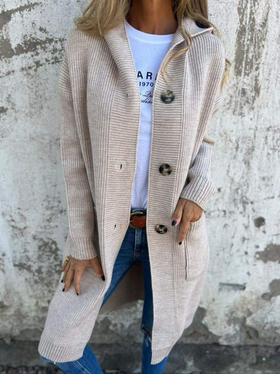 Veste en tricot longue décontractée pour femmes | Tricot