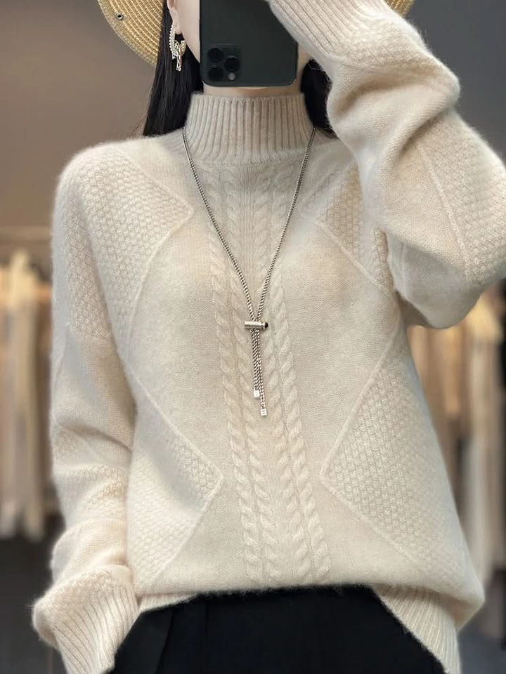 Lara | Pull à col roulé en maille torsadée pour femmes