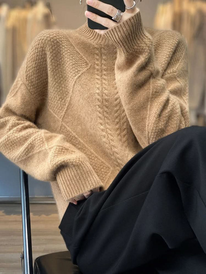 Lara | Pull à col roulé en maille torsadée pour femmes