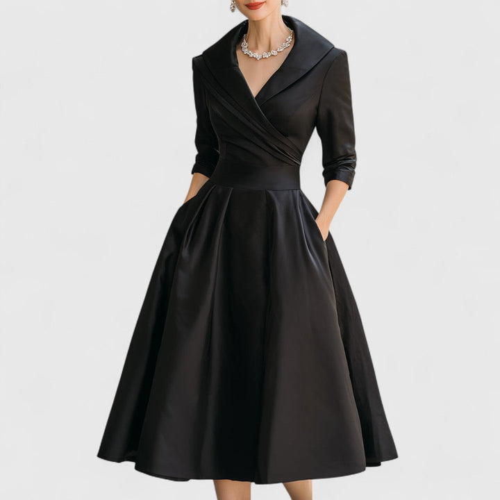 Lea | Robe de soirée midi élégante à encolure croisée pour femmes