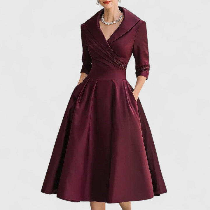 Lea | Robe de soirée midi élégante à encolure croisée pour femmes