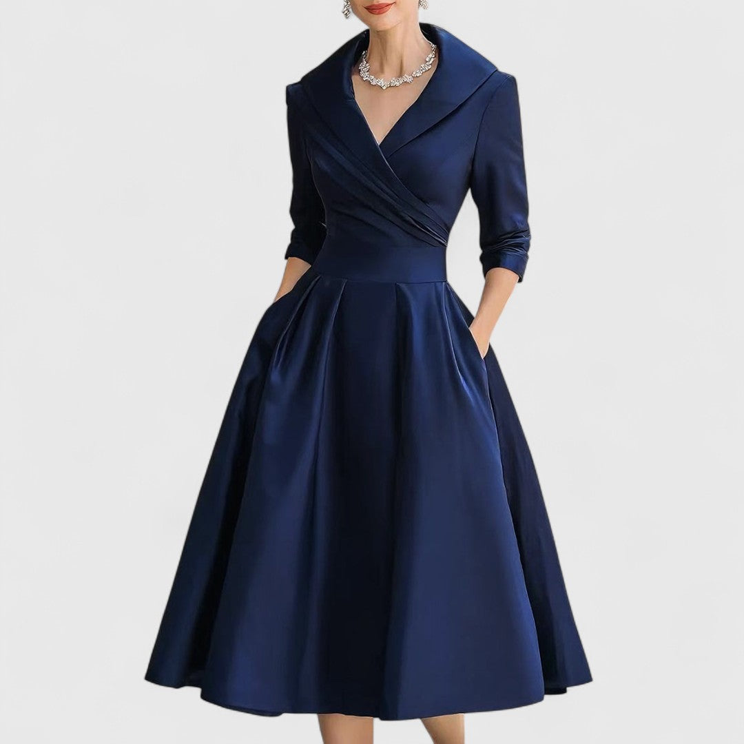 Lea | Robe de soirée midi élégante à encolure croisée pour femmes
