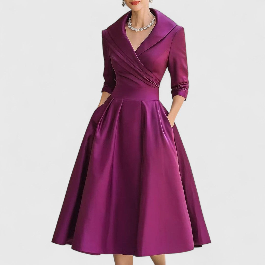 Lea | Robe de soirée midi élégante à encolure croisée pour femmes