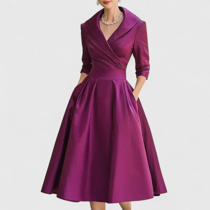Lea | Robe de soirée midi élégante à encolure croisée pour femmes