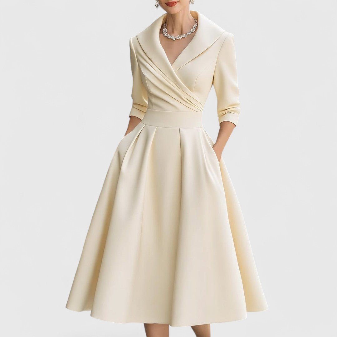 Lea | Robe de soirée midi élégante à encolure croisée pour femmes