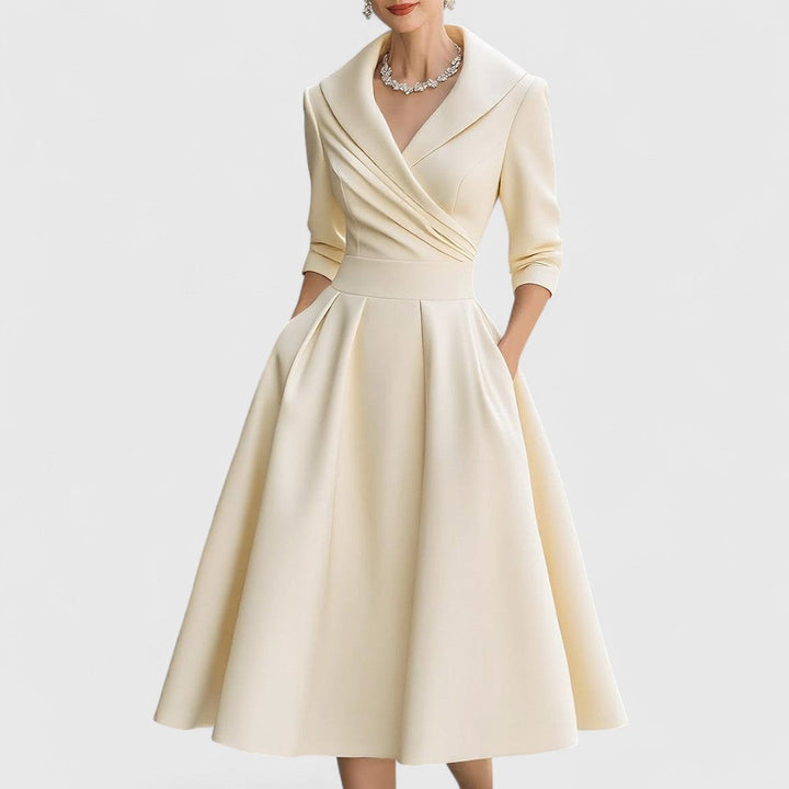 Lea | Robe de soirée midi élégante à encolure croisée pour femmes