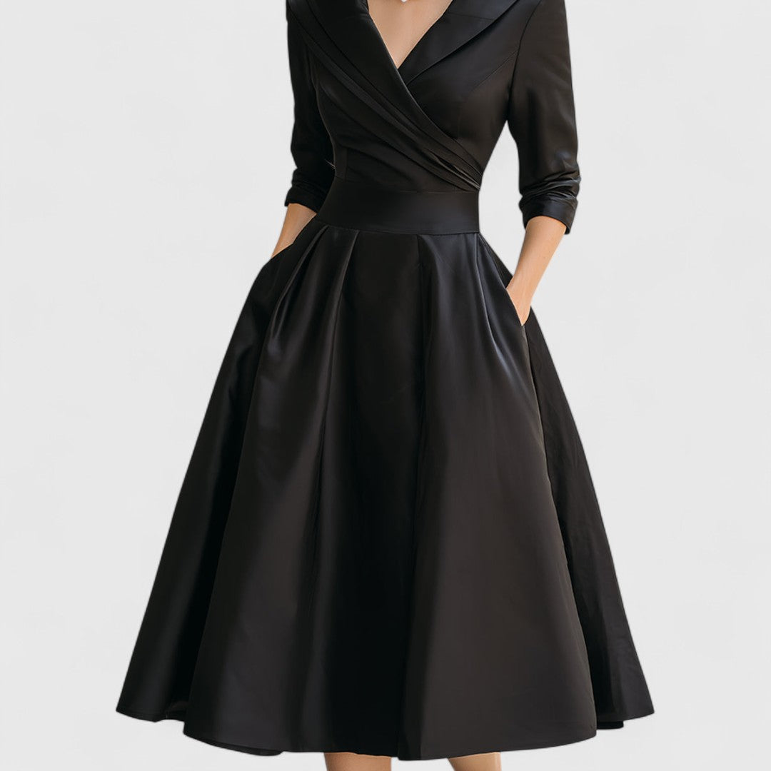 Lea | Robe de soirée midi élégante à encolure croisée pour femmes