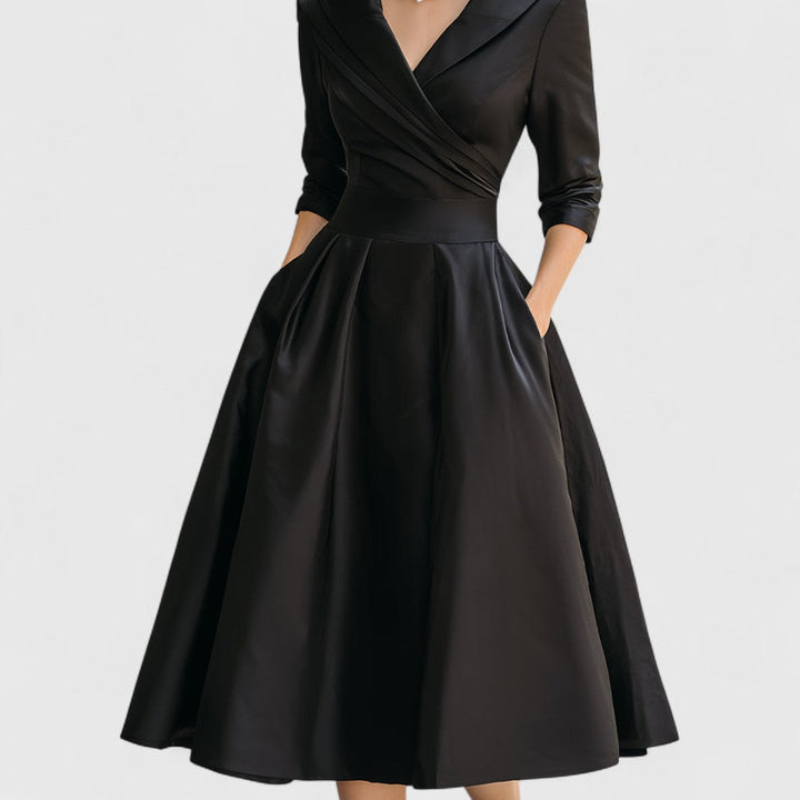 Lea | Robe de soirée midi élégante à encolure croisée pour femmes