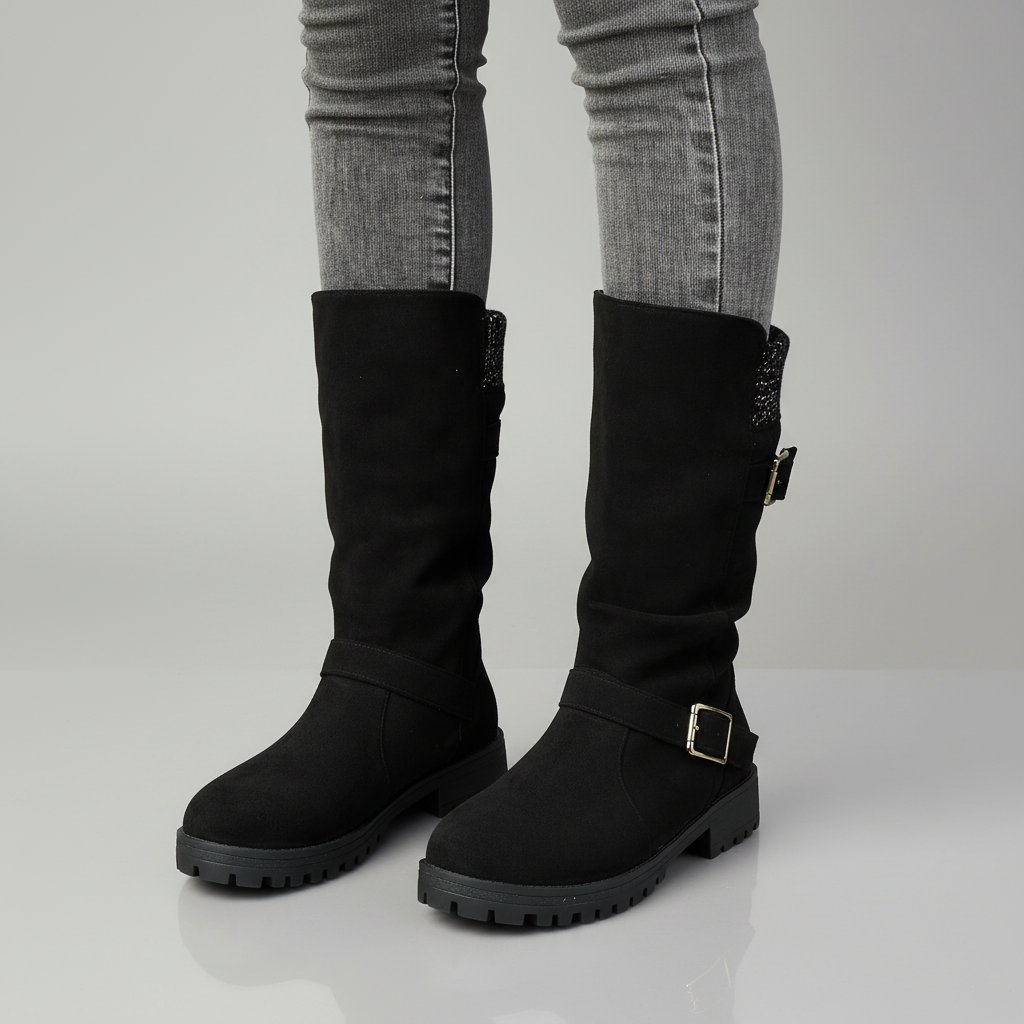 Lea | Bottes robustes à boucles pour femmes, mi-mollet