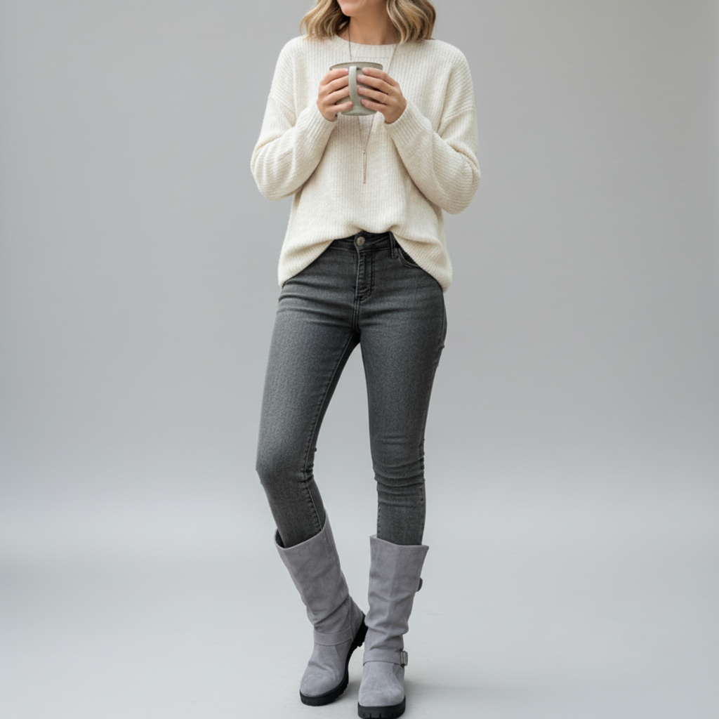 Lea | Bottes robustes à boucles pour femmes, mi-mollet
