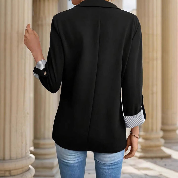 Leandra | Blazer Femme Col Revers Manches 3/4 à Rayures