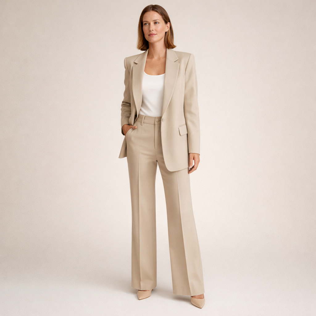 Lena | Costume femme avec pantalon évasé et boutons