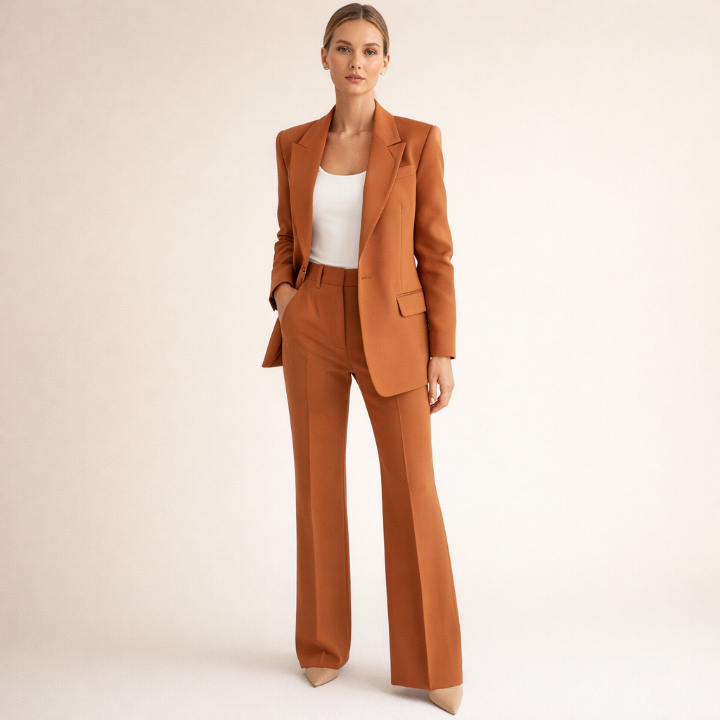 Lena | Costume femme avec pantalon évasé et boutons