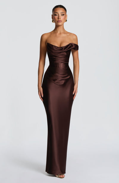 Leni | Robe de soirée satinée ajustée à une épaule pour femmes