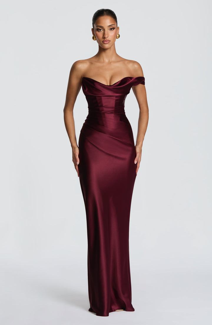 Leni | Robe de soirée satinée ajustée à une épaule pour femmes
