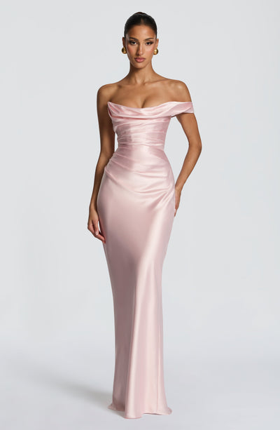 Leni | Robe de soirée satinée ajustée à une épaule pour femmes