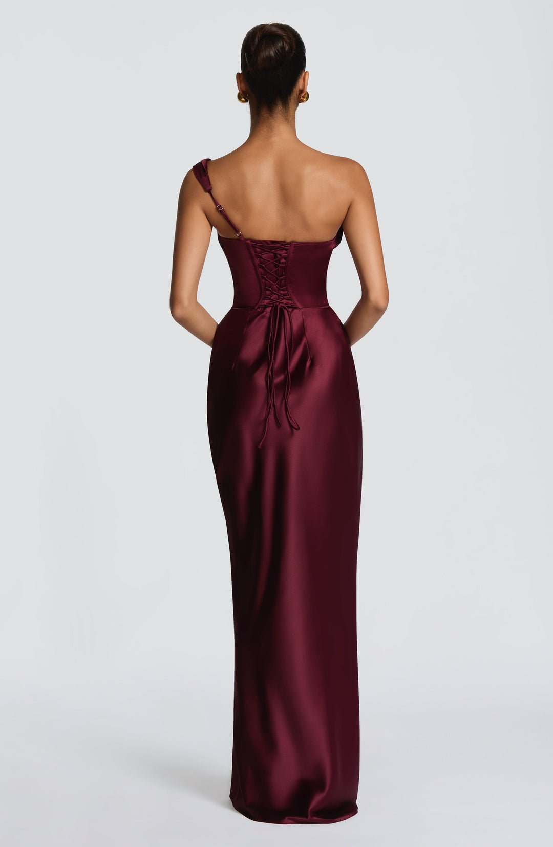 Leni | Robe de soirée satinée ajustée à une épaule pour femmes
