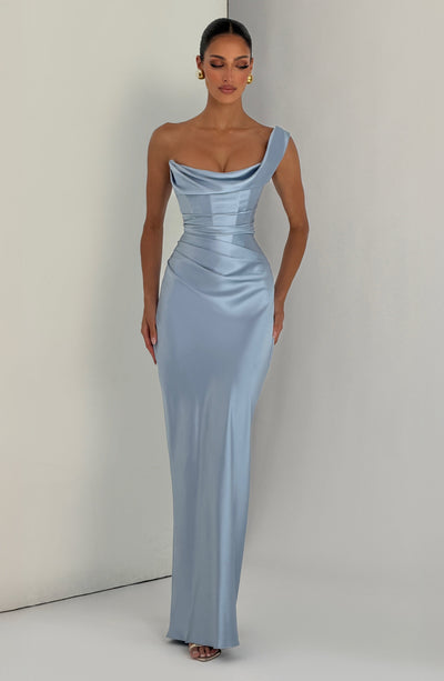 Leni | Robe de soirée satinée ajustée à une épaule pour femmes
