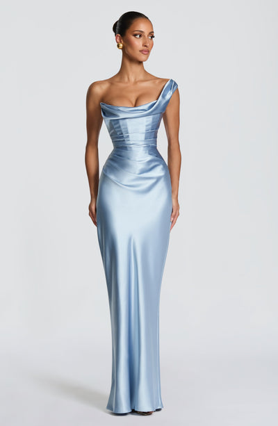 Leni | Robe de soirée satinée ajustée à une épaule pour femmes
